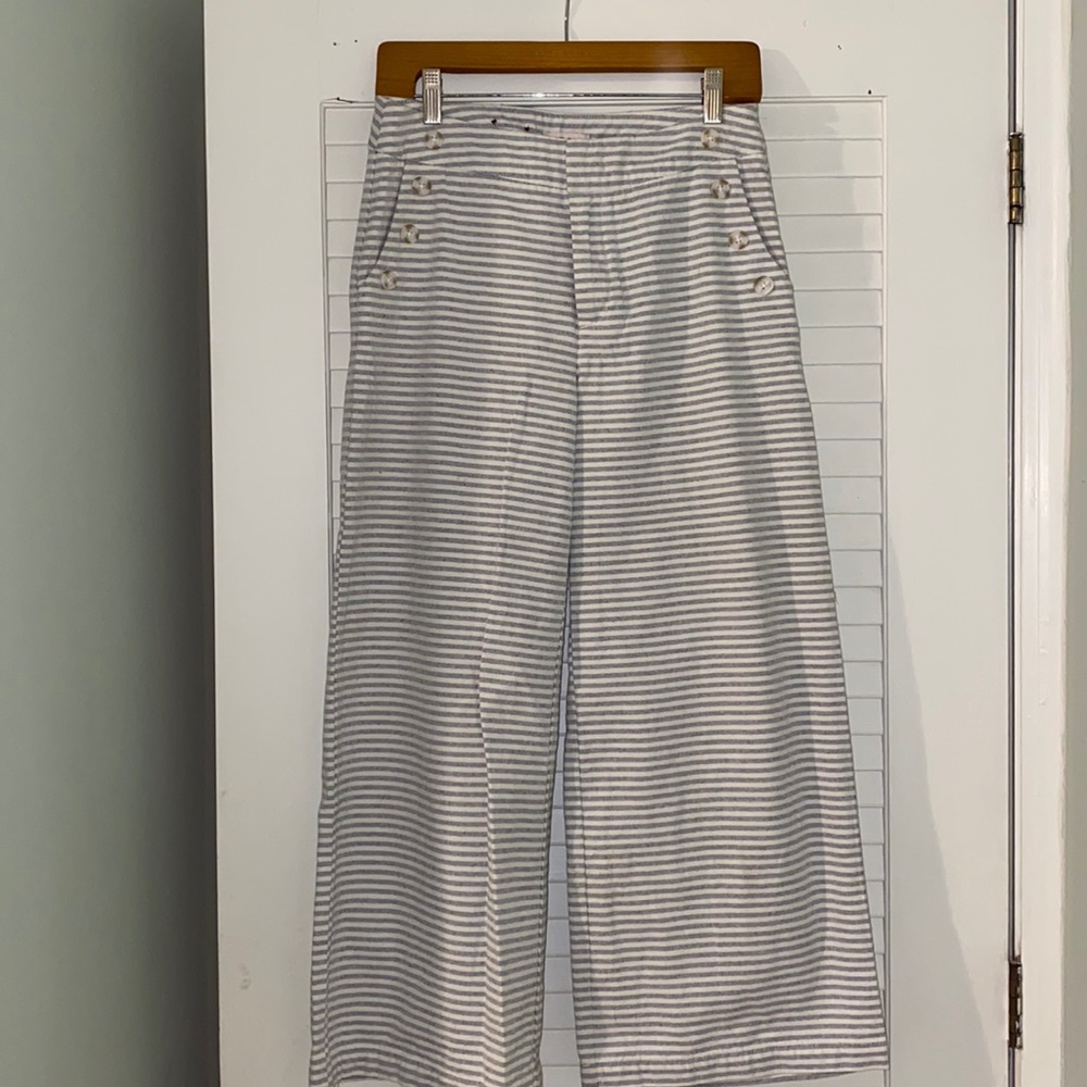 National striped pants with sailor buttons